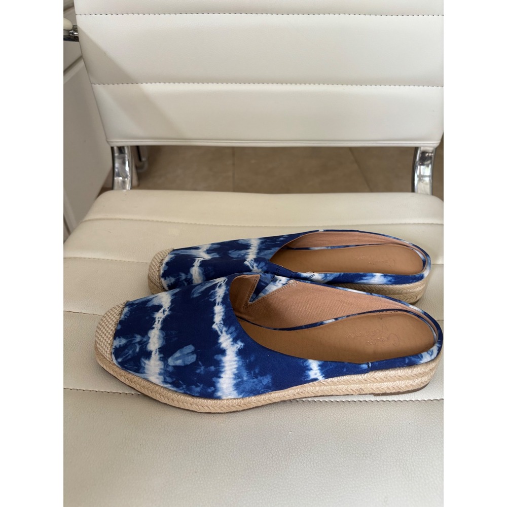 Crown Vintage Blue Tie Dye Espadrille Mules Slip‎ On Shoes Womens 9M